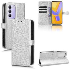 Custodia per telefono in pelle con texture a pois indiani a nido d'ape per vivo V30 Lite (argento)