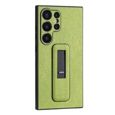Custodia per telefono antiurto con staffa push-pull in pelle PU per Samsung Galaxy S24 Ultra 5G (verde)