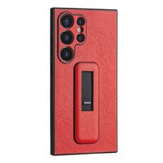 Custodia per telefono antiurto con staffa push-pull in pelle PU per Samsung Galaxy S24 Ultra 5G (rosso)
