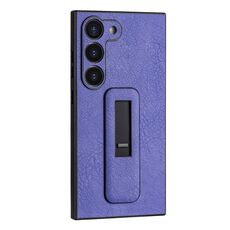 Custodia per telefono antiurto con staffa push-pull in pelle PU per Samsung Galaxy S23+ 5G (viola)