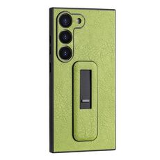 Custodia per telefono antiurto con staffa push-pull in pelle PU per Samsung Galaxy S23+ 5G (verde)