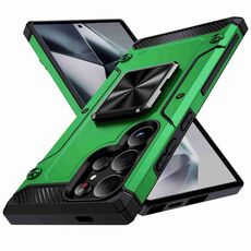 Custodia per telefono con supporto in metallo antiurto per Samsung Galaxy S24 Ultra 5G (verde)