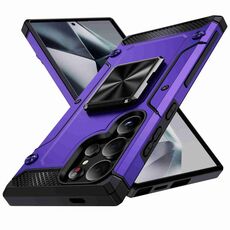 Custodia per telefono con supporto in metallo antiurto per Samsung Galaxy S24 Ultra 5G (viola)