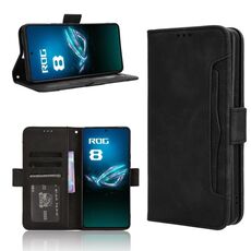 Per ASUS ROG Phone 8 Skin Feel Pelle di vitello Texture Slot per schede Custodia in pelle per telefono (Nero)