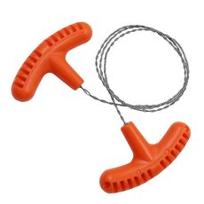Sega per attrezzatura da sopravvivenza per campeggio all'aperto con fune per sega a filo tirata a mano in acciaio inossidabile, colore: arancione 70 cm