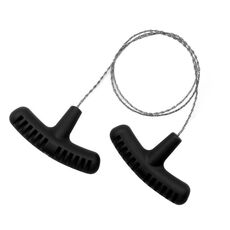 Sega per attrezzatura da sopravvivenza per campeggio all'aperto con fune per sega a filo tirata a mano in acciaio inossidabile, colore: nero 63 cm