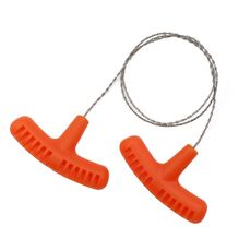 Sega per attrezzatura da sopravvivenza per campeggio all'aperto con fune per sega a filo tirata a mano in acciaio inossidabile, colore: arancione 63 cm