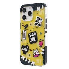 Per iPhone 15 Pro TGVIS Custodia per cellulare con motivo Graffiti serie elegante (gialla)