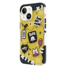 Per iPhone 15 TGVIS Custodia per cellulare con motivo Graffiti serie elegante (gialla)