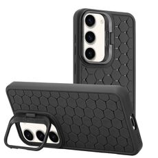 Custodia per telefono in TPU con supporto per lente radiante a nido d'ape per Samsung Galaxy S23+ 5G (nera)