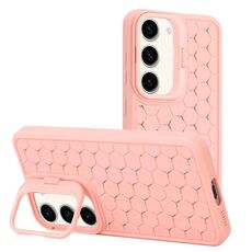 Per Samsung Galaxy S23+ 5G Custodia per telefono in TPU con supporto per obiettivo radiante a nido d'ape (rosa)
