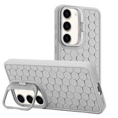 Per Samsung Galaxy S23+ 5G Custodia per telefono in TPU con supporto per obiettivo radiante a nido d'ape (grigio)
