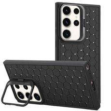 Custodia per telefono in TPU con supporto per lente radiante a nido d'ape per Samsung Galaxy S24 Ultra 5G (nera)
