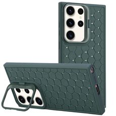 Per Samsung Galaxy S24 Ultra 5G Custodia per telefono in TPU con supporto per lenti radianti a nido d'ape (verde)