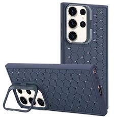 Custodia per telefono in TPU con supporto per lenti radianti a nido d'ape per Samsung Galaxy S24 Ultra 5G (blu)