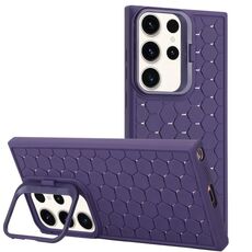 Custodia per telefono in TPU con supporto per lente radiante a nido d'ape per Samsung Galaxy S24 Ultra 5G (viola)