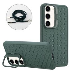 Per Samsung Galaxy S23+ 5G Custodia per telefono in TPU con supporto radiante a nido d'ape con cordino (verde)