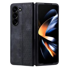 Per Samsung Galaxy Z Fold6 AZNS Custodia per telefono con sensazione di pelle in rilievo 3D (nera)