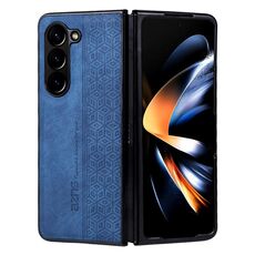 Per Samsung Galaxy Z Fold6 AZNS Custodia per telefono con sensazione di pelle in rilievo 3D (blu)