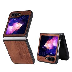 Per Samsung Galaxy Z Flip6 AZNS Custodia per telefono con sensazione di pelle in rilievo 3D (marrone)
