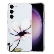 Per Samsung Galaxy S23+ 5G Custodia per telefono in TPU con motivo dipinto colorato (fiori bianchi)