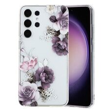 Per Samsung Galaxy S24 Ultra 5G Custodia per telefono in TPU con motivo dipinto colorato (peonia)