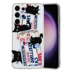 Per Samsung Galaxy S24 Ultra 5G Custodia per telefono in TPU con motivo dipinto colorato (gatto nero)