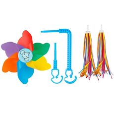 Scooter decorativo per biciclette per bambini, mulino a vento colorato rotante con bicicletta ad asta lunga e corta, stile: un elefante + nastro