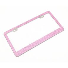 Cornice modificata per targa in acciaio inossidabile standard statunitense con diamanti, colore: diamante rosa con foro quadrato