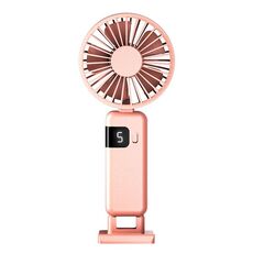 Display digitale portatile Appeso al collo Muto Piccolo ventilatore USB Ricaricabile Ventilatore pieghevole portatile(Rosa)