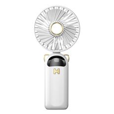 Display digitale pieghevole Ventola di ricarica USB Palmare silenzioso Appeso al collo Piccolo ventilatore per esterni(Bianco)