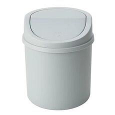 Mini contenitore per rifiuti da tavolo con coperchio ribaltabile, dormitorio per studenti, soggiorno, carino secchiello per riporre gli oggetti (grigio)