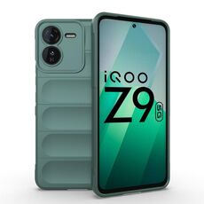 Per vivo iQOO Z9 5G Magic Shield TPU + custodia per telefono in flanella (verde scuro)