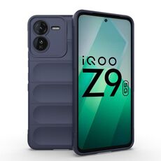 Per vivo iQOO Z9 5G Magic Shield TPU + custodia per telefono in flanella (blu scuro)