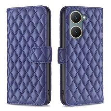 Per vivo Y03 4G Global Diamond Lattice Portafoglio Custodia in pelle con vibrazione (Blu)