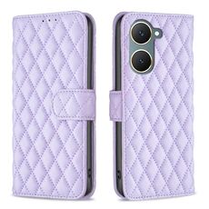 Per vivo Y03 4G Global Diamond Lattice Portafoglio Flip Custodia in pelle per telefono (Viola)