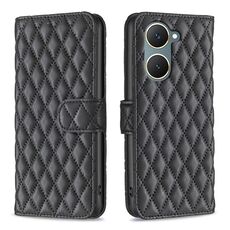 Per vivo Y03 4G Global Diamond Lattice Portafoglio Flip Custodia in pelle per telefono (Nero)