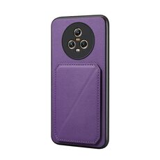 Per Honor Magic5 5G D04 Custodia per telefono con doppio slot per scheda texture vitello (viola)