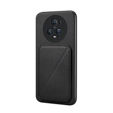 Per Honor Magic5 Pro 5G D04 Custodia per telefono con doppio slot per scheda texture vitello (nero)