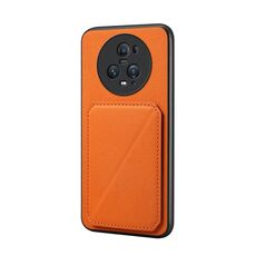 Per Honor Magic5 Pro 5G D04 Custodia per telefono con doppio slot per scheda texture vitello (arancione)