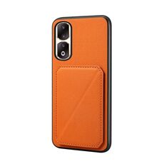 Per Honor 90 Pro D04 Custodia per telefono con doppio slot per scheda texture vitello (arancione)