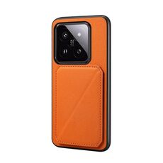 Per Xiaomi 14 Pro D04 Custodia per telefono con doppio slot per scheda texture vitello (arancione)