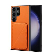 Per Samsung Galaxy S24 Ultra 5G D04 Custodia per telefono con doppio slot per scheda texture vitello (arancione)