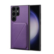 Per Samsung Galaxy S24 Ultra 5G D04 Custodia per telefono con doppio slot per scheda texture vitello (viola)