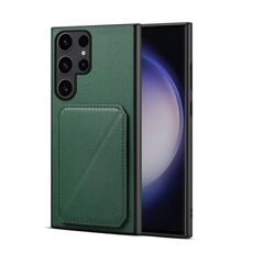 Per Samsung Galaxy S24 Ultra 5G D04 Custodia per telefono con doppio slot per scheda texture vitello (verde)