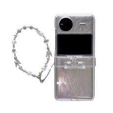 Per vivo X Flip Skin Feel PC Feather Garza Glitter Carta Camelia Custodia per telefono con braccialetto (trasparente)