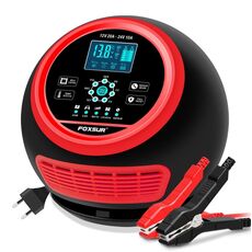 Caricabatteria intelligente per auto/moto FOXSUR 20A 12V 24V, tipo di spina: spina europea (rosso)
