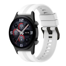 Per Honor Watch GS 4 cinturino in silicone con fibbia in acciaio inossidabile a strisce (bianco)