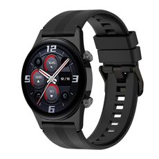 Per Honor Watch GS 4 cinturino in silicone con fibbia in acciaio inossidabile a strisce (nero)