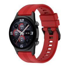 Per Honor Watch GS 4 cinturino in silicone con fibbia in acciaio inossidabile a strisce (rosso)